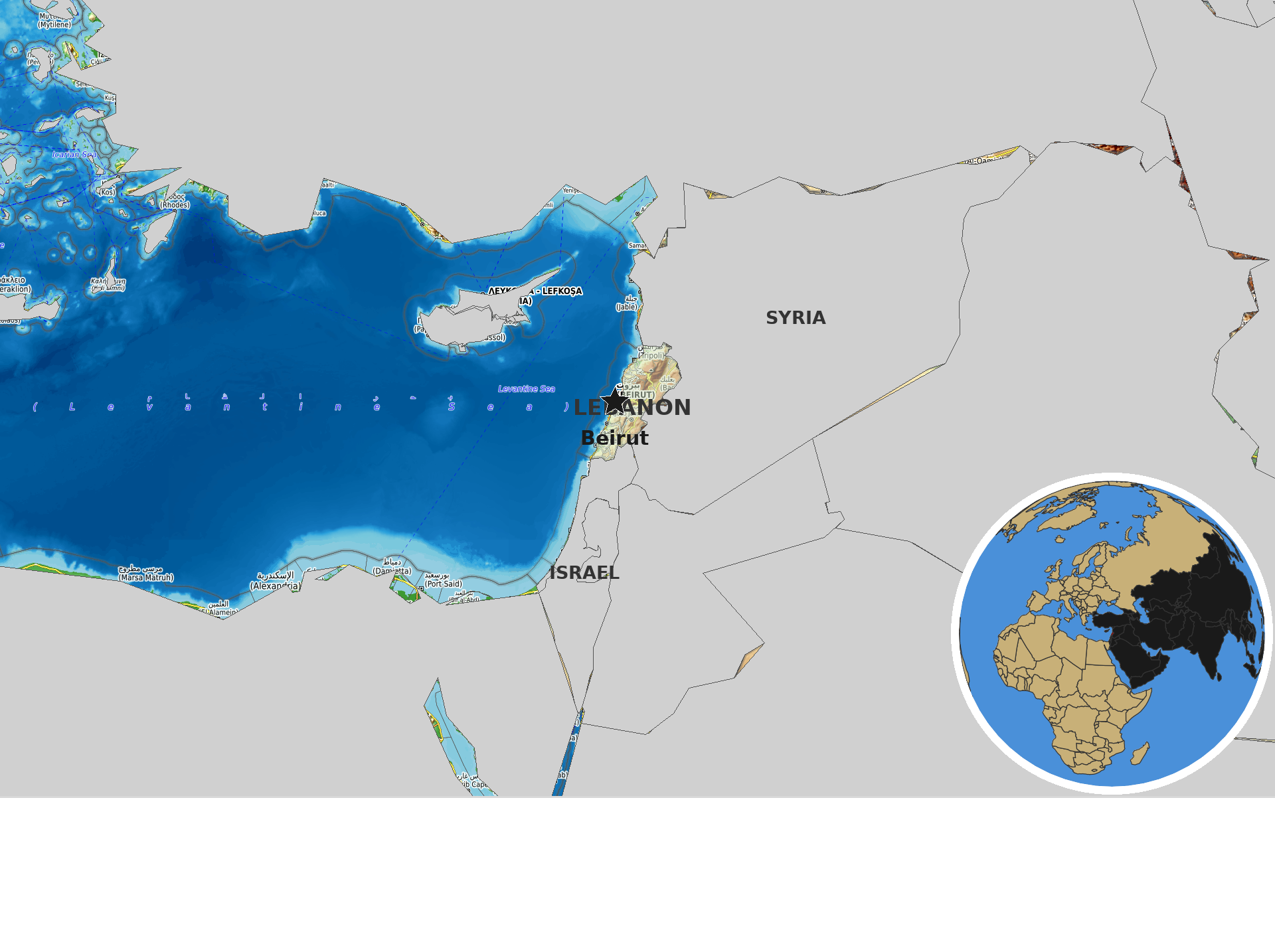 OpenTopoMap / Natural Earth - Lebanon