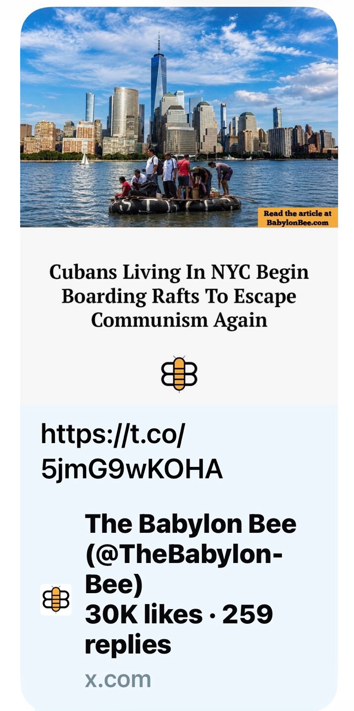 President Donald J. Trump shared a satirical Babylon Bee article at the White House on 06/27/2026.
