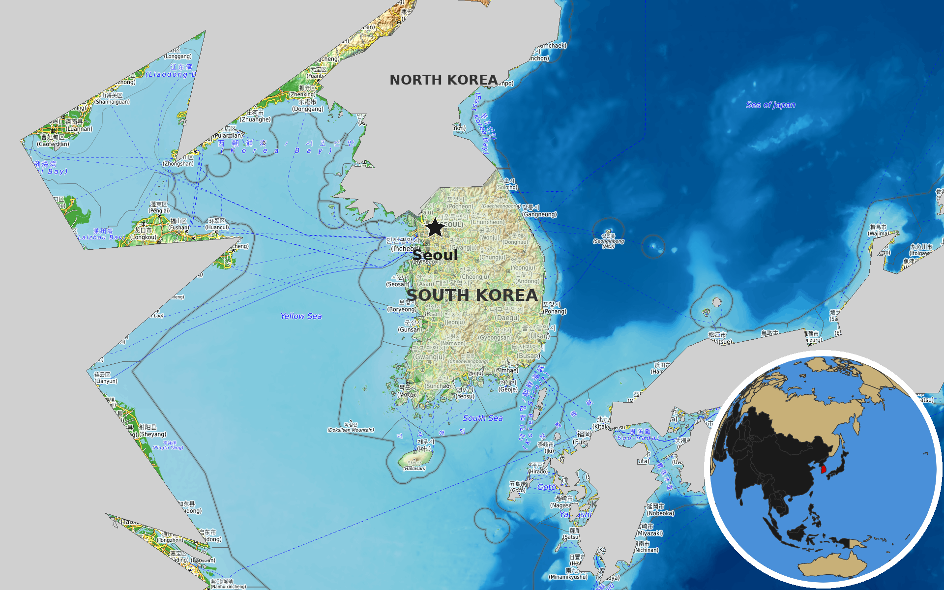Source: OpenTopoMap / Natural Earth - South Korea
Note: Map generated by NewsFindr for South Korea on June 23, 2026 at 12:25 PM EST