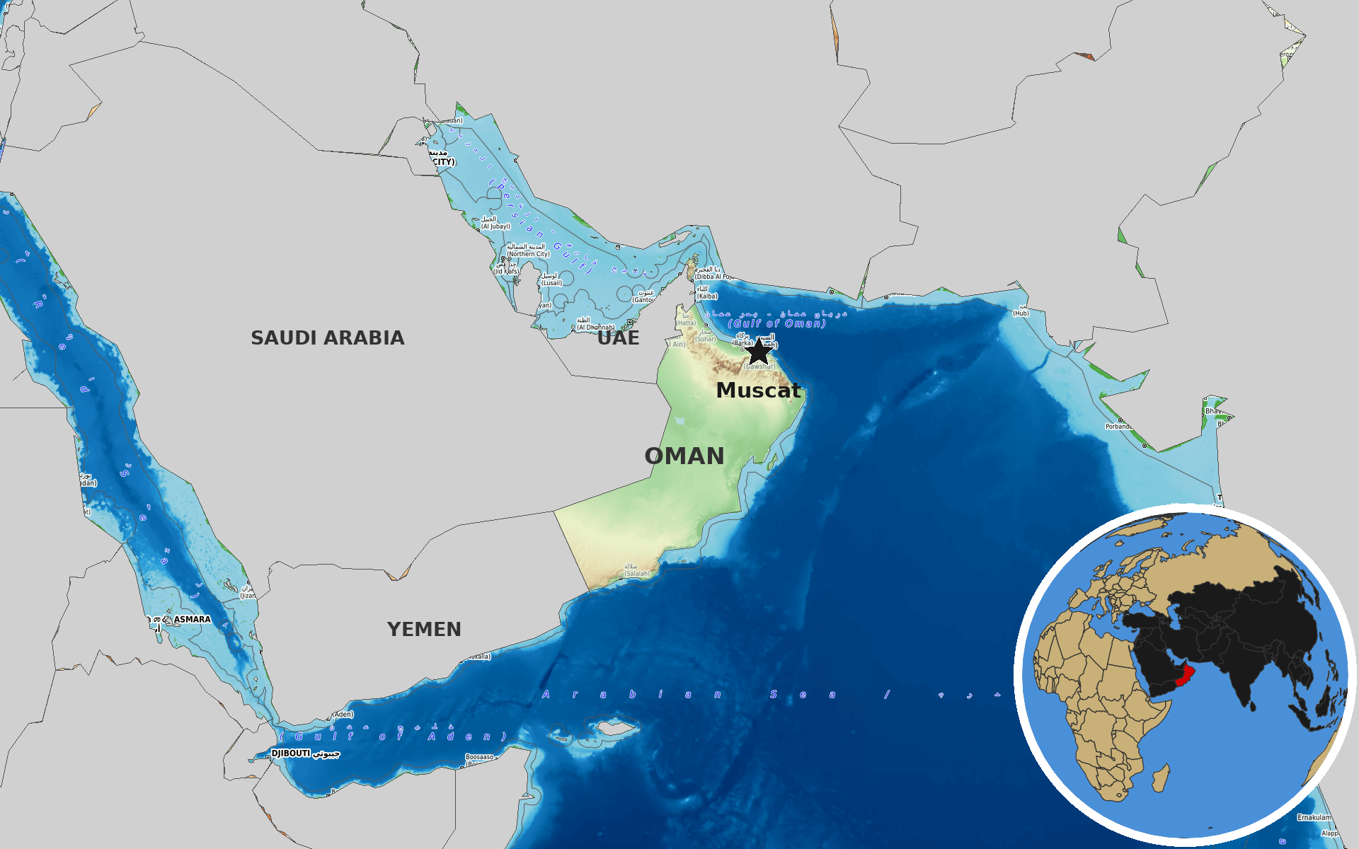 Source: OpenTopoMap / Natural Earth - Oman
Note: Map generated by NewsFindr for Oman on June 23, 2026 at 12:11 PM EST