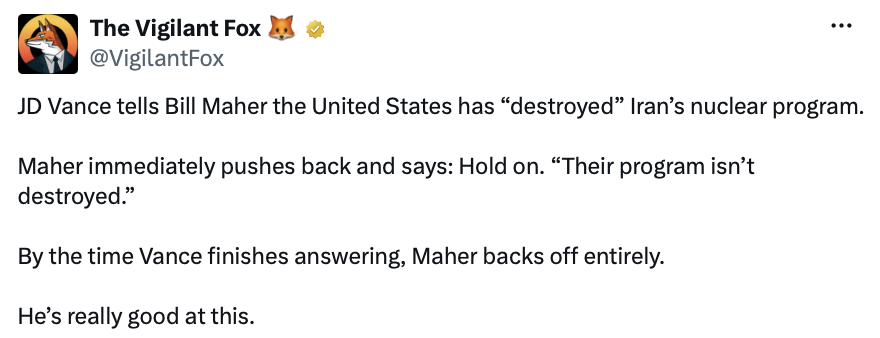 Donald J. Trump shared a screenshot of a social media post at the White House on 06/27/2026.