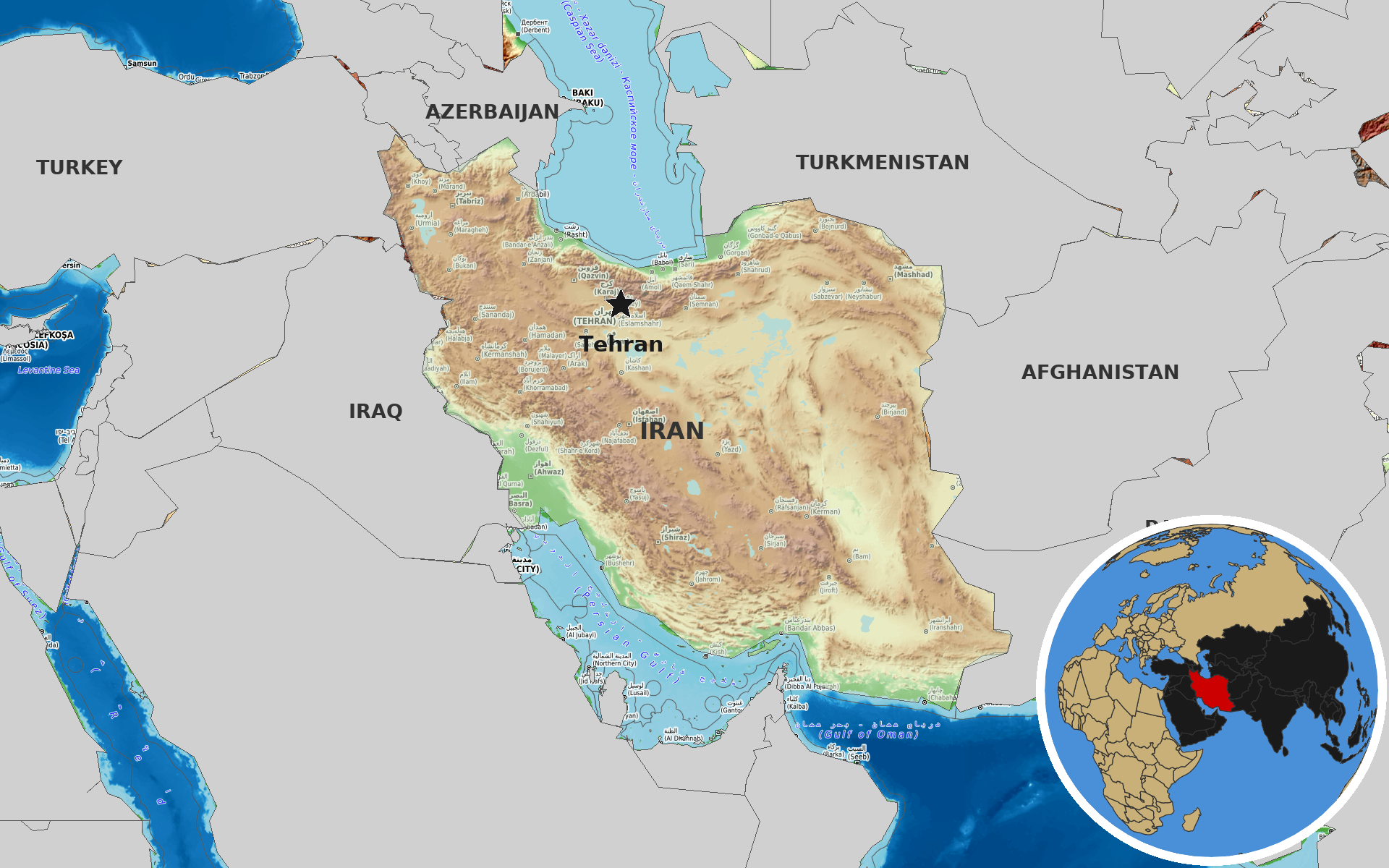 Source: OpenTopoMap / Natural Earth - iran
Note: Map generated by NewsFindr for iran on June 23, 2026 at 8:54 AM EST