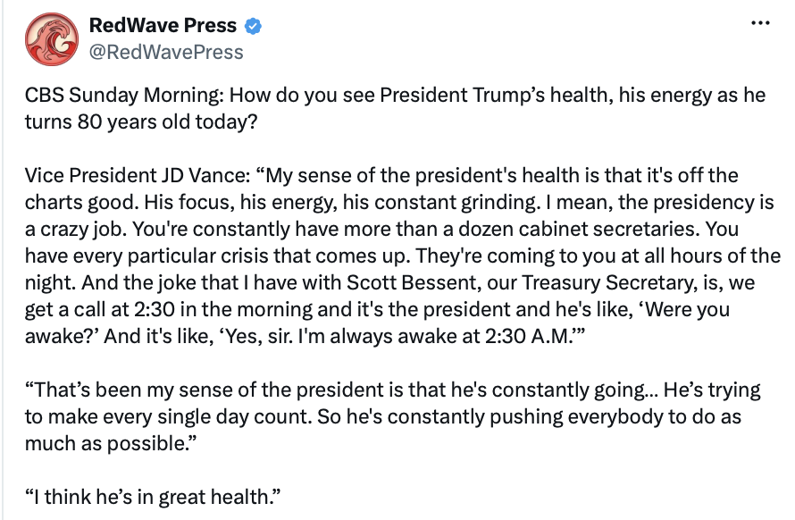 President Donald J. Trump shared a post on Truth Social on 06/28/2026.