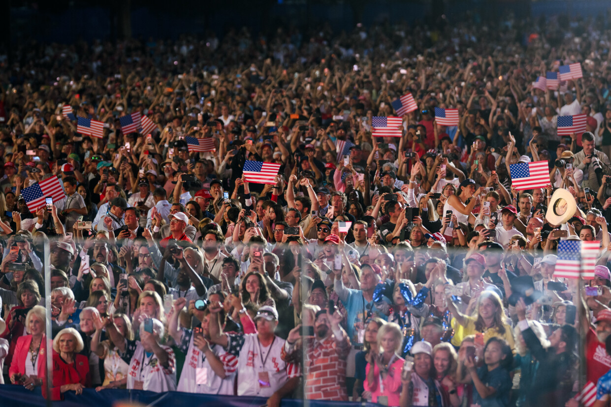 A large crowd attends a rally for Donald J. Trump at an outdoor venue on 06/26/2026.