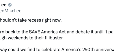 Donald J.Trump amplifies Mike Lee’s call to cancel Senate recess for SAVE America Act