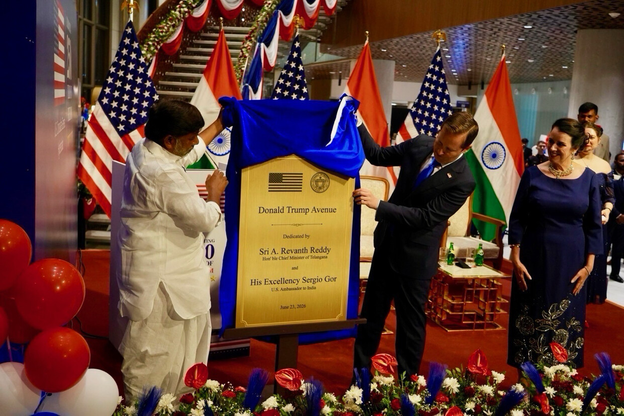 Donald J. Trump Avenue is dedicated at Hyderabad, India, on 06/23/2026.