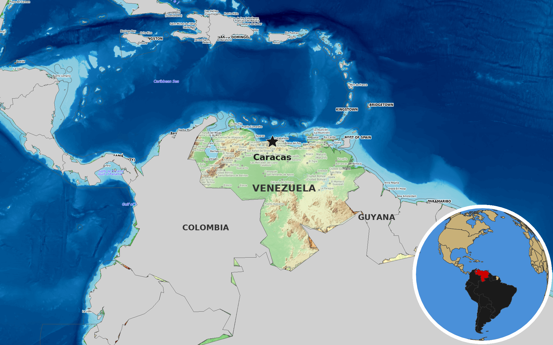 Source: OpenTopoMap / Natural Earth - Venezuela
Note: Map generated by NewsFindr for Venezuela on June 25, 2026 at 5:59 PM EST