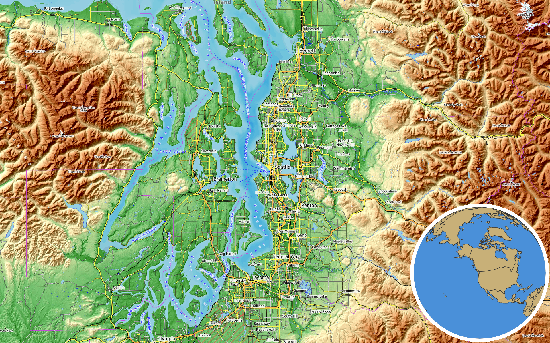 Source: OpenTopoMap / Natural Earth - Seattle, Washington
Note: Map generated by NewsFindr for Seattle, Washington on July 9, 2026 at 4:21 PM EST