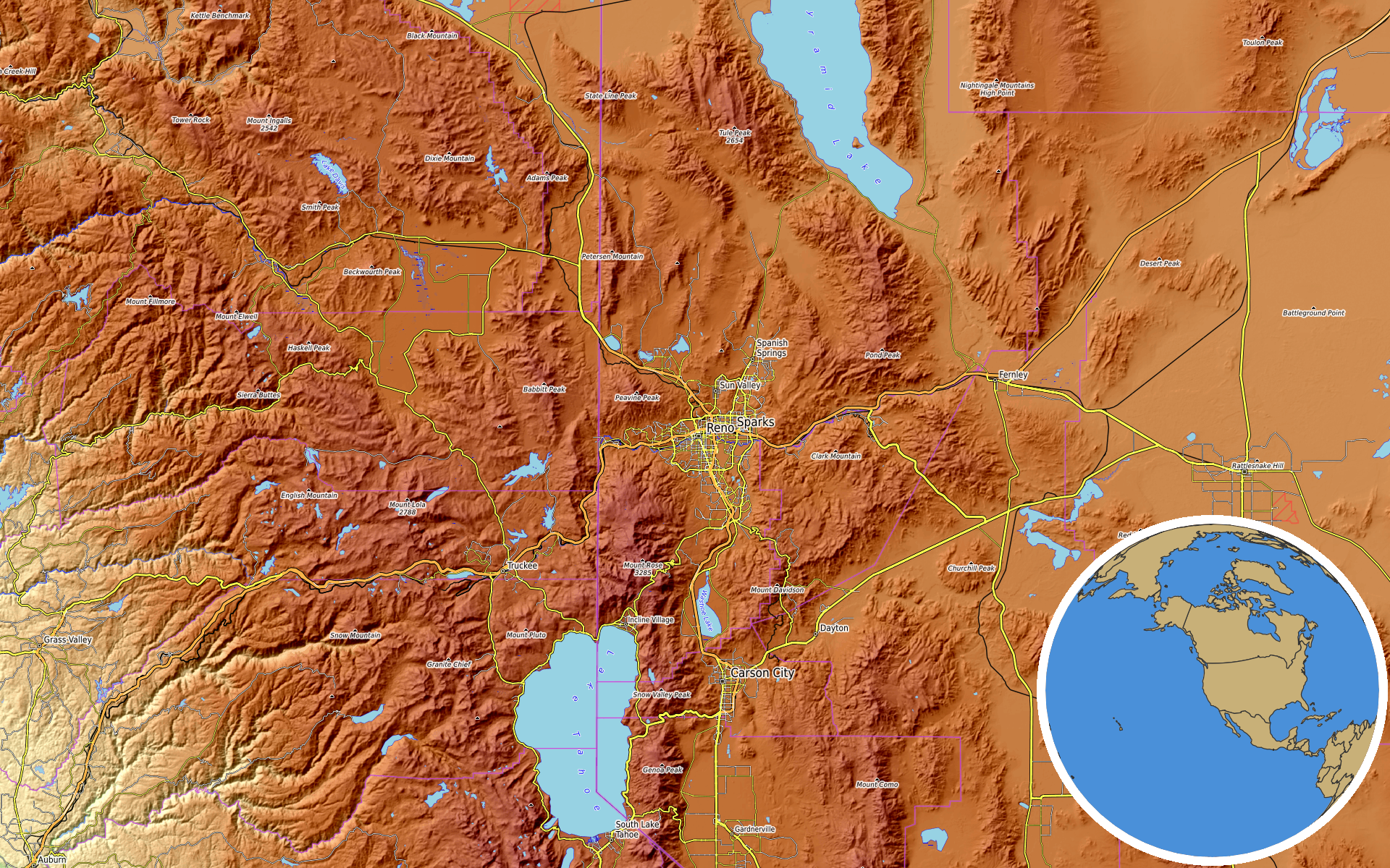 Source: OpenTopoMap / Natural Earth - Reno, Nevada
Note: Map generated by NewsFindr for Reno, Nevada on July 13, 2026 at 9:58 PM ET