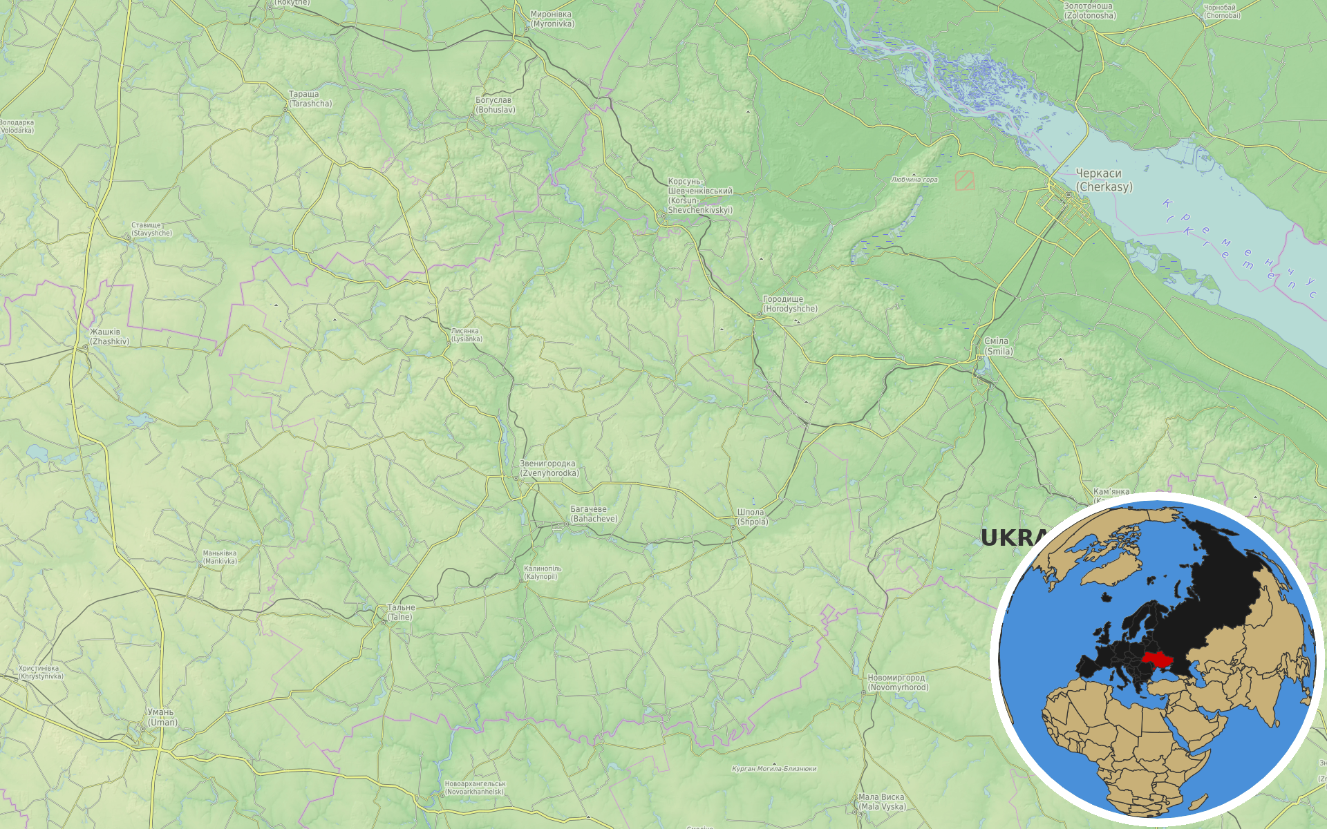 Source: OpenTopoMap / Natural Earth - Ukraine
Note: Map generated by NewsFindr for Ukraine on July 13, 2026 at 11:17 AM ET