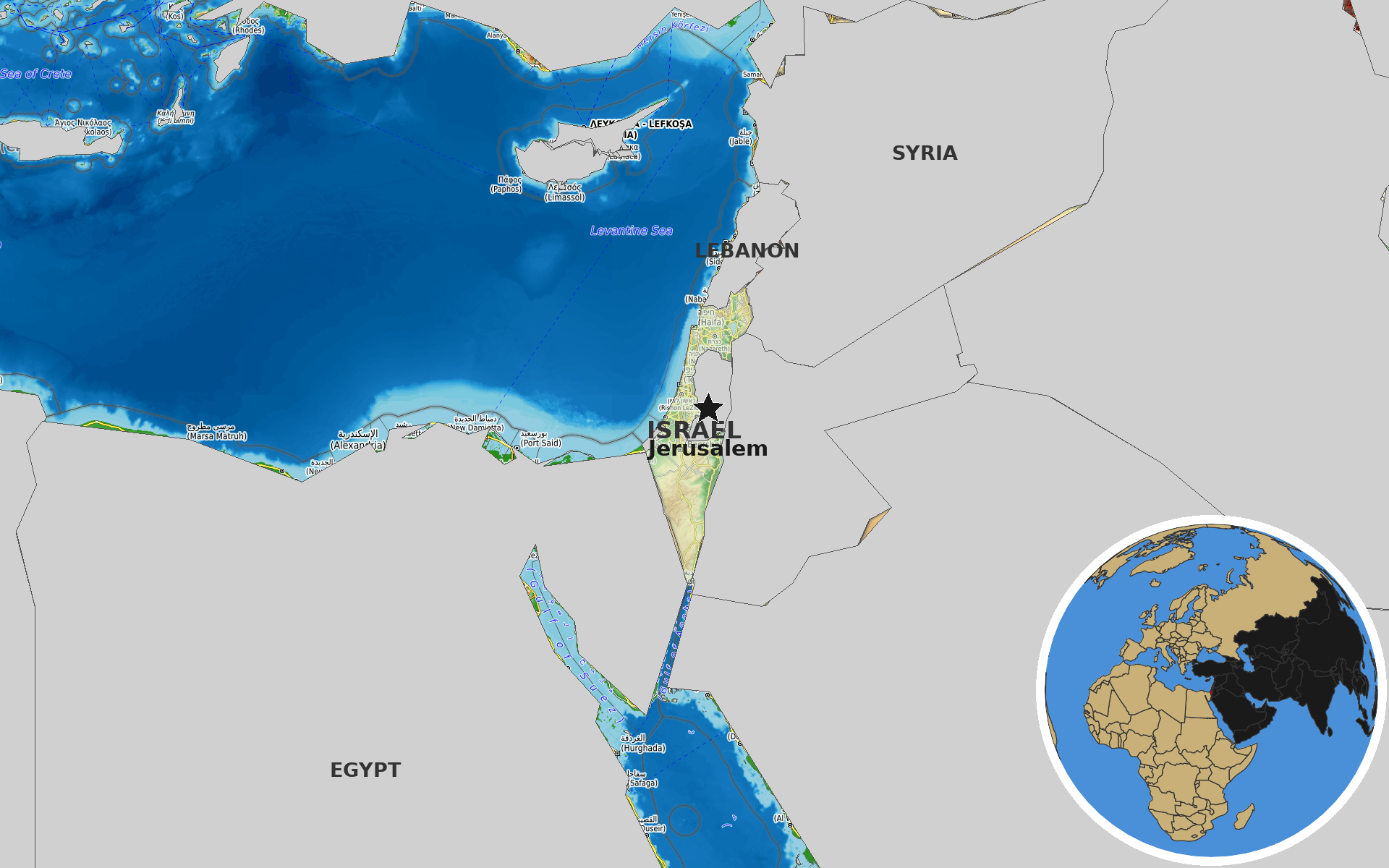 Source: OpenTopoMap / Natural Earth - Israel
Note: Map generated by NewsFindr for Israel on July 13, 2026 at 6:44 PM ET
