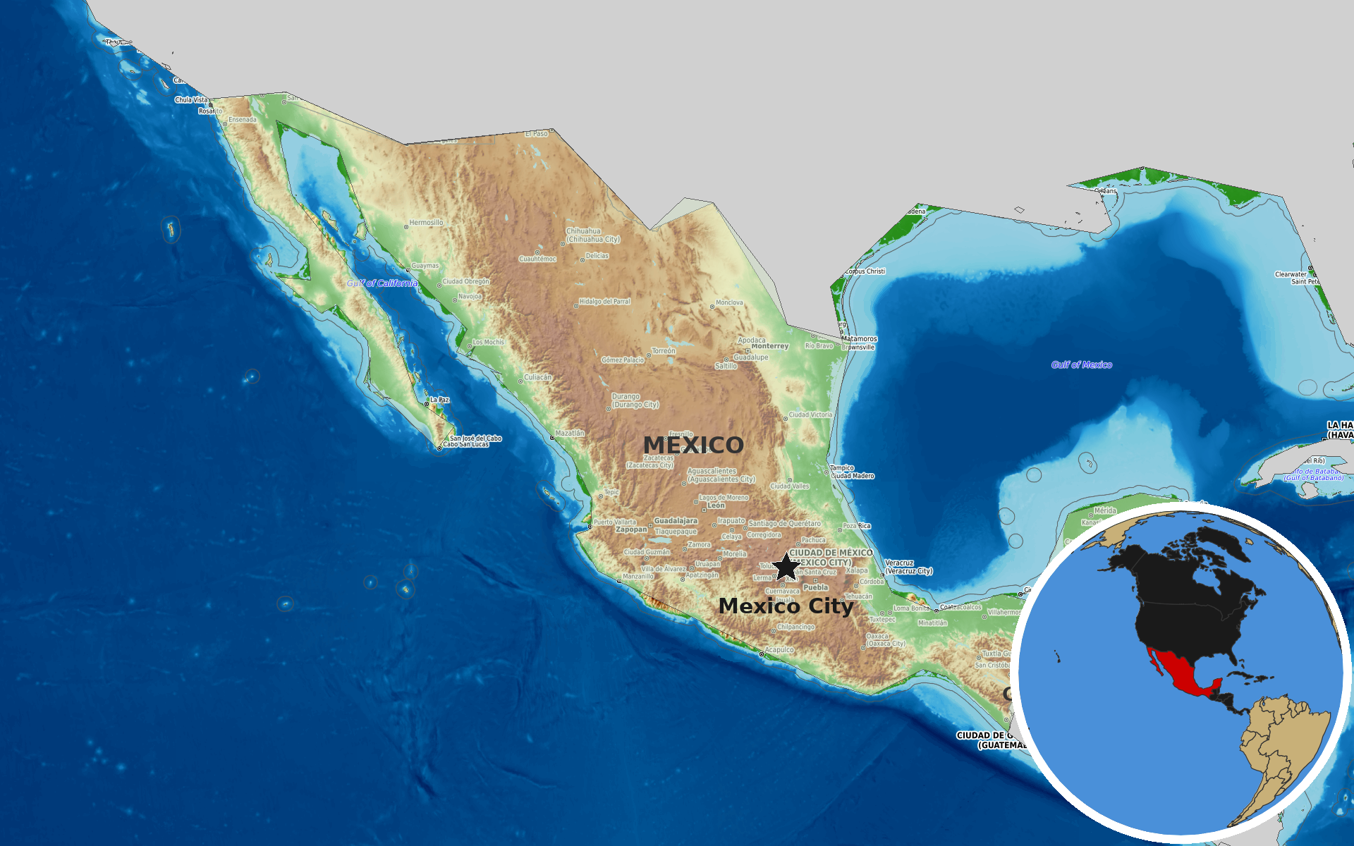 Source: OpenTopoMap / Natural Earth - Mexico
Note: Map generated by NewsFindr for Mexico on July 10, 2026 at 4:19 PM ET