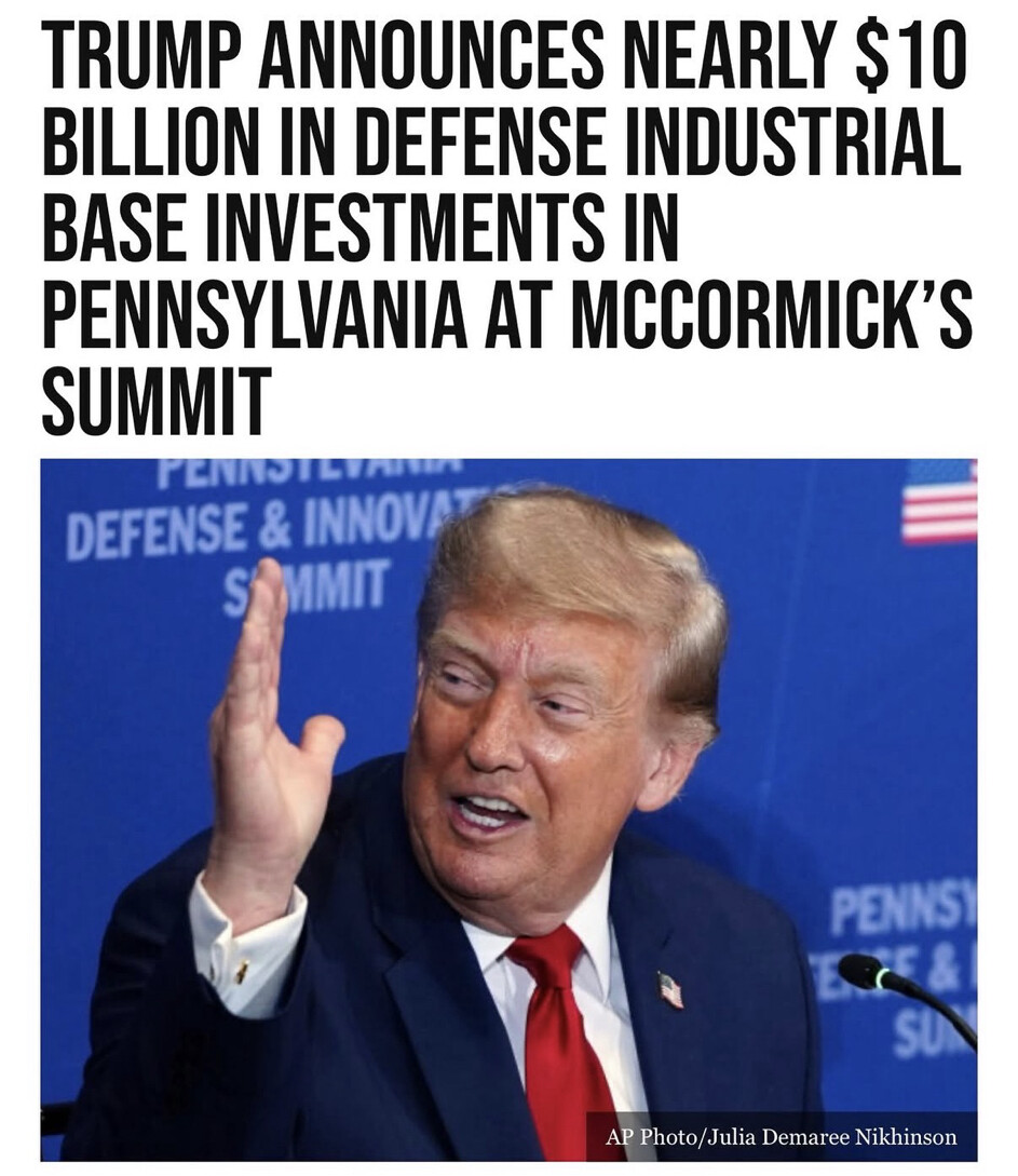 President Donald J. Trump announces nearly $10 billion in defense industrial investments at the U.S.