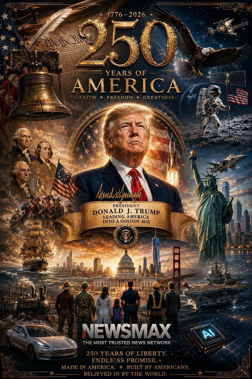 President Donald J. Trump promoted a Newsmax-branded graphic at WASHINGTON D.C.