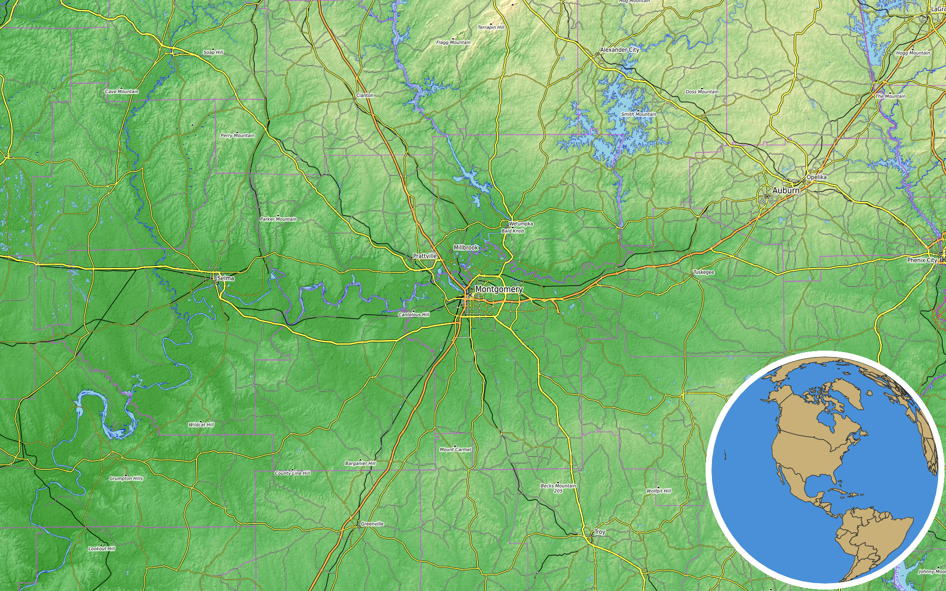 Source: OpenTopoMap / Natural Earth - Alabama
Note: Map generated by NewsFindr for Alabama on July 16, 2026 at 4:48 PM ET