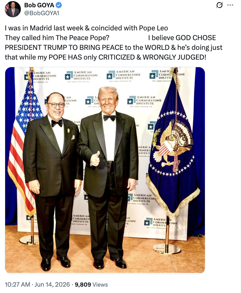 A Truth Social post shared by President Donald J. Trump appeared on Truth Social on 06/14/2026.