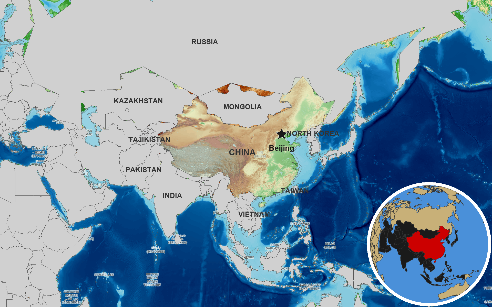Source: OpenTopoMap / Natural Earth - China
Note: Map generated by NewsFindr for China on July 6, 2026 at 12:26 PM EST