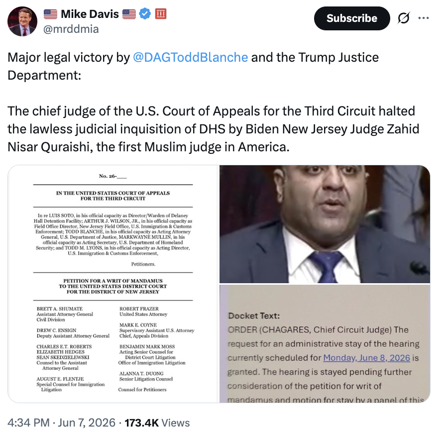 Donald J. Trump posted a message on Truth Social on 07/06/2026.