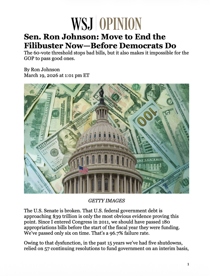 Trump Amplifies Johnson Push to Kill Senate Filibuster